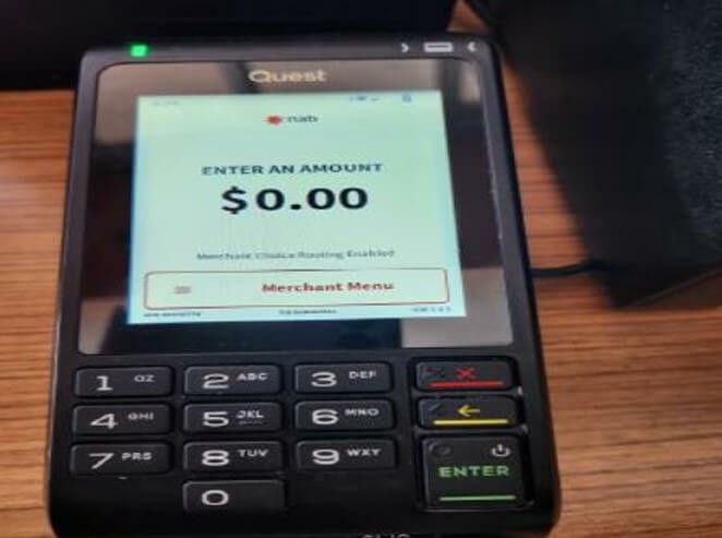 Photograph of eftpos machine with limited tactile indicators